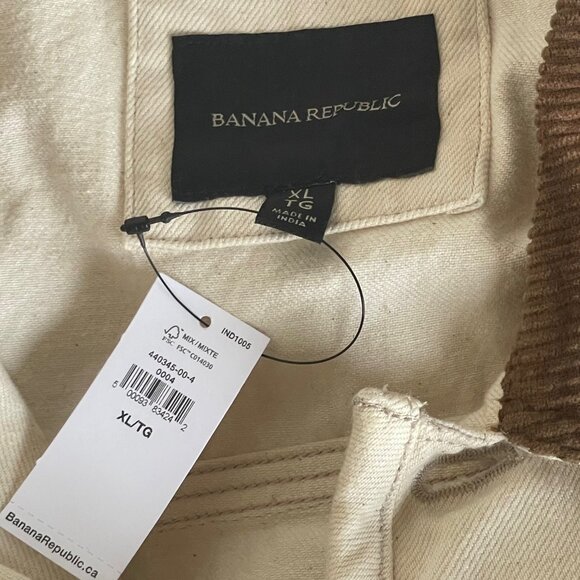 Banana Republic Heritage Chore Coat Mens XL White Denim Workwear Jacket Corduroy - Picture 8 of 10